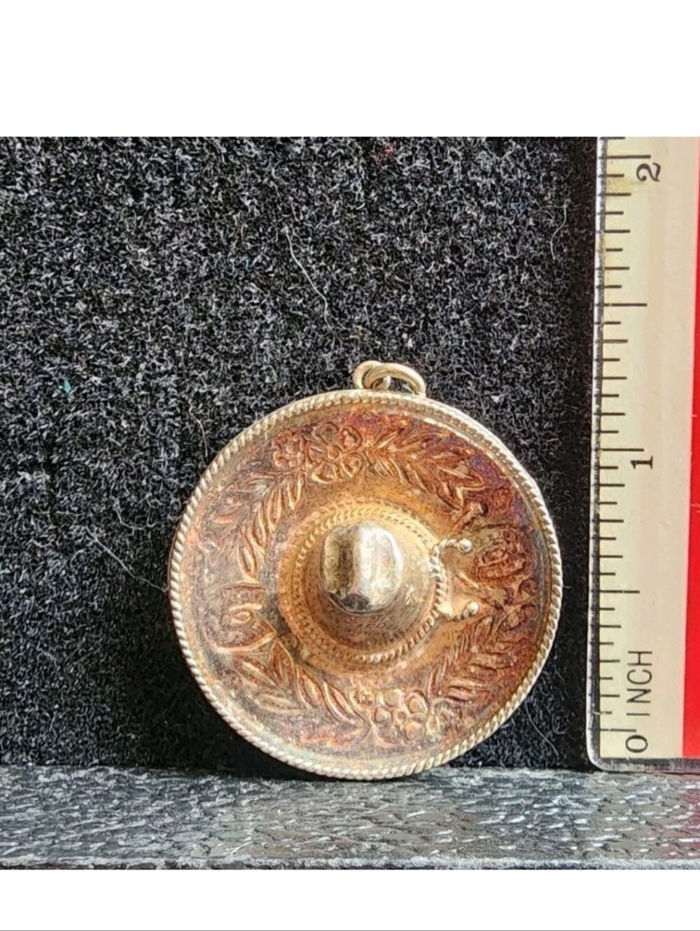 Vintage Sterling Silver Sombrero Necklace Pendant Tested+ Perfect OG Patina